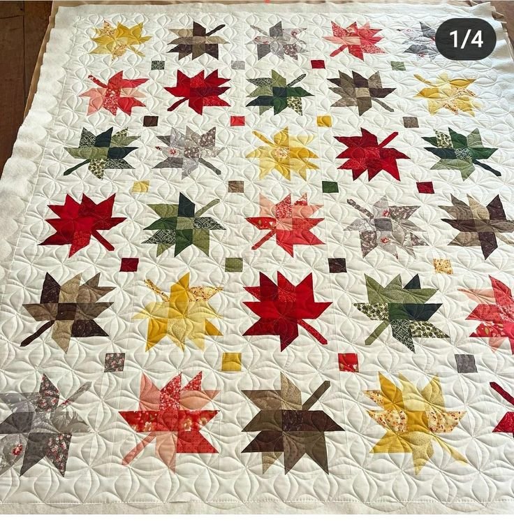 Maple Leaf Quilt Block in fall, modern, and scrappy color combinations